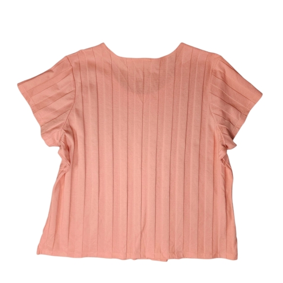 D&Co Women's Short Sleeve Ribbed Tops - Lot of 2 Peach and Tan 2X - Picture 3 of 7